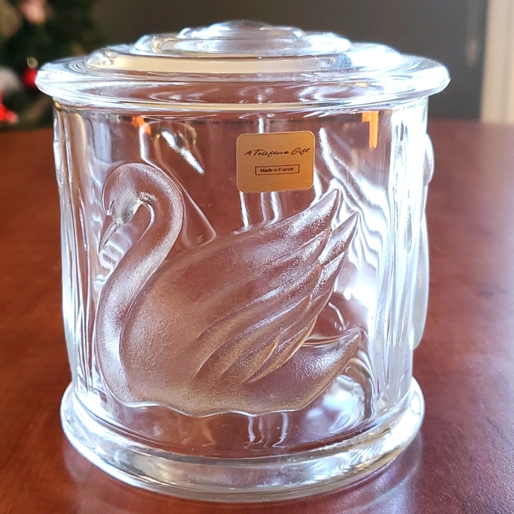 Glass Covered Swan Jar